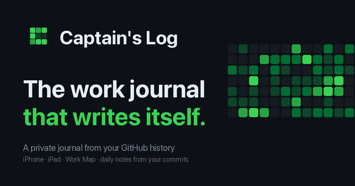 Captain's Log | A Private Work Journal from Your GitHub History